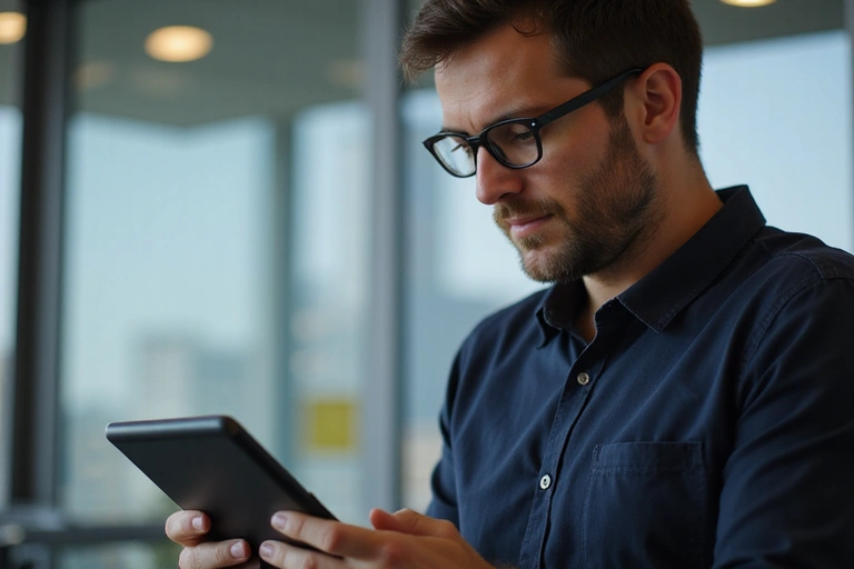 Persona che legge un documento sulla privacy