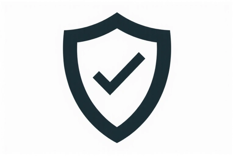 Simbolo di uno scudo con un segno di spunta, che indica sicurezza e protezione